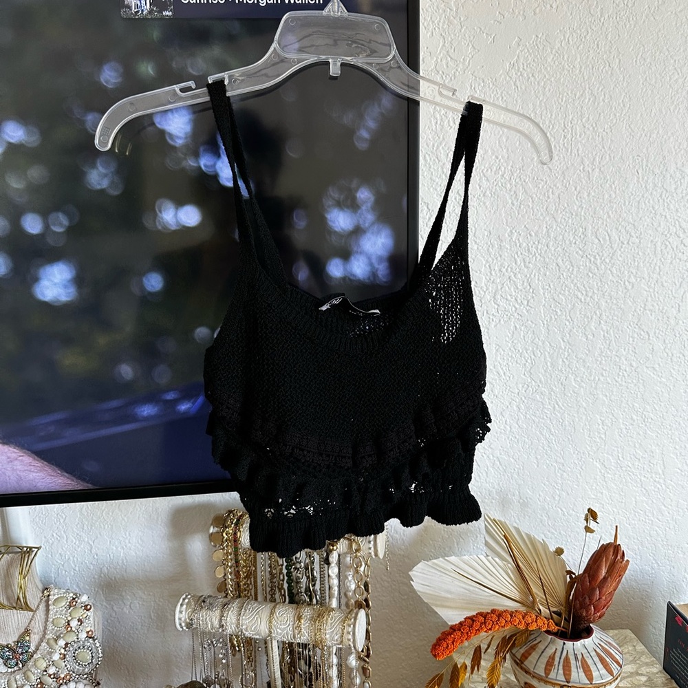 Zara Black Knit Crop Top